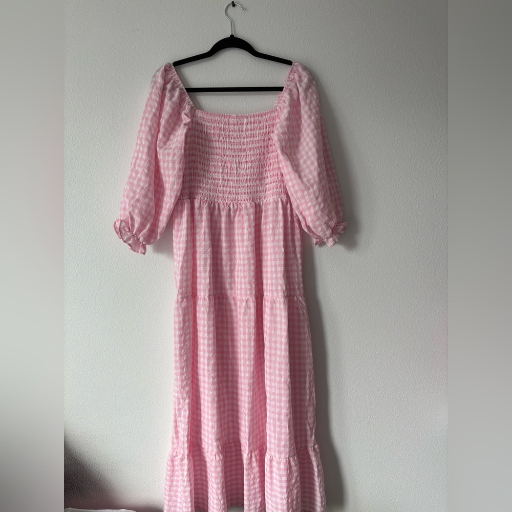 Pink Gingham Maxi Dress